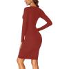 imageLYANER Womens Square Neck Bodice Dresses Long Sleeve Knee Length Bodycon Mini DressBurgundy