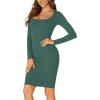 imageLYANER Womens Square Neck Bodice Dresses Long Sleeve Knee Length Bodycon Mini DressDark Green