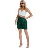 imageLYANER Womens Stain Silky Ruffle Front High Waist Zipper A line Mini Short SkirtDark Green