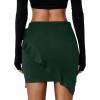imageLYANER Womens Summer Wrap Front High Waist Self Tie Knot Ruffle Short Mini SkirtDark Green