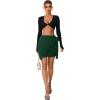 imageLYANER Womens Summer Wrap Front High Waist Self Tie Knot Ruffle Short Mini SkirtDark Green