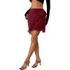imageLYANER Womens Summer Wrap Front High Waist Self Tie Knot Ruffle Short Mini SkirtWine Red