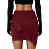 imageLYANER Womens Summer Wrap Front High Waist Self Tie Knot Ruffle Short Mini SkirtWine Red