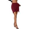 imageLYANER Womens Summer Wrap Front High Waist Self Tie Knot Ruffle Short Mini SkirtWine Red