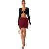 imageLYANER Womens Summer Wrap Front High Waist Self Tie Knot Ruffle Short Mini SkirtWine Red