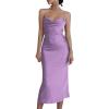 imageLYANER Womens Deep V Neck Tie Front Knot Long Sleeve Sexy Wrap Crop Top BlouseLight Purple