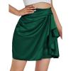 imageLYANER Womens Stain Silky Ruffle Front High Waist Zipper A line Mini Short SkirtDark Green