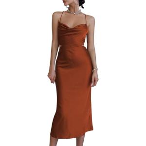 imageLYANER Womens Deep V Neck Tie Front Knot Long Sleeve Sexy Wrap Crop Top BlouseBrown Solid