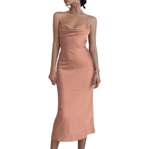 imageLYANER Womens Deep V Neck Tie Front Knot Long Sleeve Sexy Wrap Crop Top BlouseDusty Pink