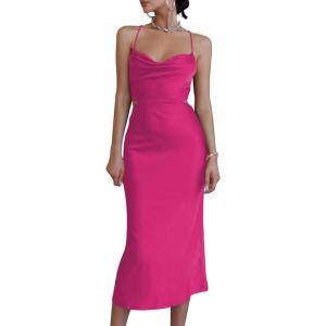 imageLYANER Womens Deep V Neck Tie Front Knot Long Sleeve Sexy Wrap Crop Top BlouseRose Red