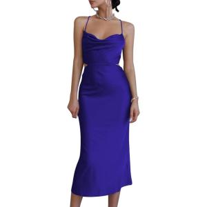 imageLYANER Womens Deep V Neck Tie Front Knot Long Sleeve Sexy Wrap Crop Top BlouseRoyal Blue