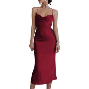 imageLYANER Womens Deep V Neck Tie Front Knot Long Sleeve Sexy Wrap Crop Top BlouseWine Red