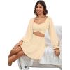 imageLYANER Womens 2 Piece Outfits Self Tie Knot Crop Top and Mini Skirt SetBeige
