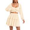 imageLYANER Womens 2 Piece Outfits Self Tie Knot Crop Top and Mini Skirt SetBeige