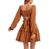 imageLYANER Womens 2 Piece Outfits Self Tie Knot Crop Top and Mini Skirt SetCaramel