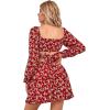 imageLYANER Womens 2 Piece Outfits Self Tie Knot Crop Top and Mini Skirt SetFloral Red