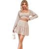 imageLYANER Womens 2 Piece Outfits Self Tie Knot Crop Top and Mini Skirt SetFloral Whitet