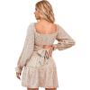 imageLYANER Womens 2 Piece Outfits Self Tie Knot Crop Top and Mini Skirt SetFloral Whitet
