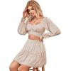 imageLYANER Womens 2 Piece Outfits Self Tie Knot Crop Top and Mini Skirt SetFloral Whitet