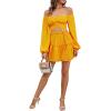 imageLYANER Womens 2 Piece Outfits Self Tie Knot Crop Top and Mini Skirt SetGinger