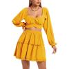 imageLYANER Womens 2 Piece Outfits Self Tie Knot Crop Top and Mini Skirt SetGinger