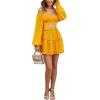 imageLYANER Womens 2 Piece Outfits Self Tie Knot Crop Top and Mini Skirt SetGinger