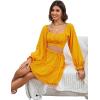 imageLYANER Womens 2 Piece Outfits Self Tie Knot Crop Top and Mini Skirt SetGinger