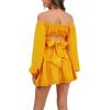imageLYANER Womens 2 Piece Outfits Self Tie Knot Crop Top and Mini Skirt SetGinger