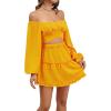 imageLYANER Womens 2 Piece Outfits Self Tie Knot Crop Top and Mini Skirt SetGinger