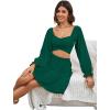 imageLYANER Womens 2 Piece Outfits Self Tie Knot Crop Top and Mini Skirt SetGreen
