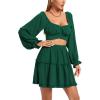 imageLYANER Womens 2 Piece Outfits Self Tie Knot Crop Top and Mini Skirt SetGreen