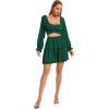 imageLYANER Womens 2 Piece Outfits Self Tie Knot Crop Top and Mini Skirt SetGreen