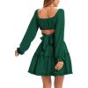 imageLYANER Womens 2 Piece Outfits Self Tie Knot Crop Top and Mini Skirt SetGreen