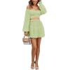 imageLYANER Womens 2 Piece Outfits Self Tie Knot Crop Top and Mini Skirt SetLight Green