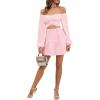 imageLYANER Womens 2 Piece Outfits Self Tie Knot Crop Top and Mini Skirt SetPink