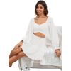 imageLYANER Womens 2 Piece Outfits Self Tie Knot Crop Top and Mini Skirt SetWhite