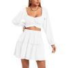 imageLYANER Womens 2 Piece Outfits Self Tie Knot Crop Top and Mini Skirt SetWhite