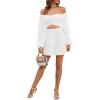 imageLYANER Womens 2 Piece Outfits Self Tie Knot Crop Top and Mini Skirt SetWhite