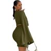 imageLYANER Womens 2 Piece Outfits Tie Knot Front Bell Long Sleeve Crop Top and Mini Skirt SetArmy Green