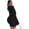 imageLYANER Womens 2 Piece Outfits Tie Knot Front Bell Long Sleeve Crop Top and Mini Skirt SetBlack