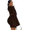 imageLYANER Womens 2 Piece Outfits Tie Knot Front Bell Long Sleeve Crop Top and Mini Skirt SetDark Brown