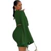 imageLYANER Womens 2 Piece Outfits Tie Knot Front Bell Long Sleeve Crop Top and Mini Skirt SetDark Green