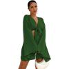 imageLYANER Womens 2 Piece Outfits Tie Knot Front Bell Long Sleeve Crop Top and Mini Skirt SetDark Green