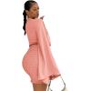 imageLYANER Womens 2 Piece Outfits Tie Knot Front Bell Long Sleeve Crop Top and Mini Skirt SetPink