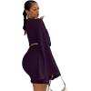 imageLYANER Womens 2 Piece Outfits Tie Knot Front Bell Long Sleeve Crop Top and Mini Skirt SetPurple