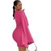 imageLYANER Womens 2 Piece Outfits Tie Knot Front Bell Long Sleeve Crop Top and Mini Skirt SetRose