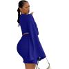 imageLYANER Womens 2 Piece Outfits Tie Knot Front Bell Long Sleeve Crop Top and Mini Skirt SetRoyal Blue