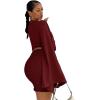 imageLYANER Womens 2 Piece Outfits Tie Knot Front Bell Long Sleeve Crop Top and Mini Skirt SetWine Red