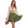 imageLYANER Womens Elastic Waist Pleated Layer Ruffle Hem Flowy A Line Short SkirtArmy Green2
