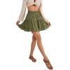 imageLYANER Womens Elastic Waist Pleated Layer Ruffle Hem Flowy A Line Short SkirtArmy Green2